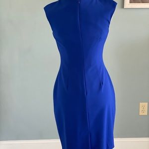 Ruffle detail cobalt blue cocktail dress